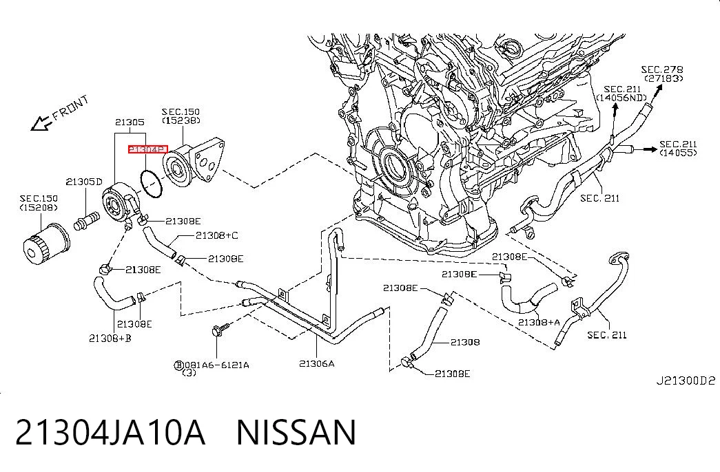 B130443U00 Renault (RVI) Прокладка адаптера масляного холодильника
