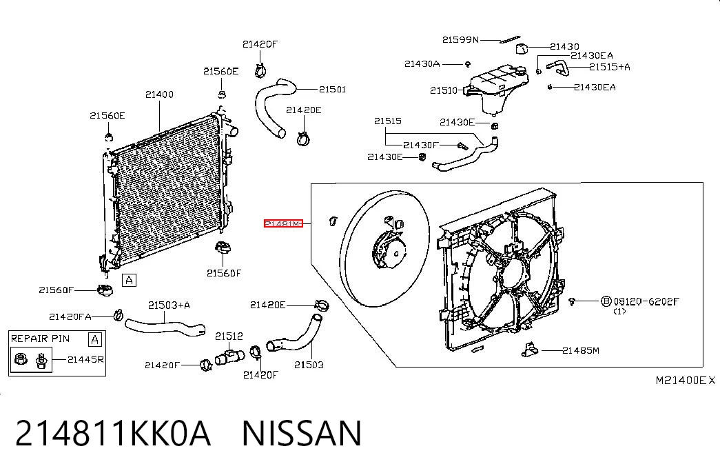 214811KK0A Nissan/Infiniti дифузор радіатора охолодження, в зборі