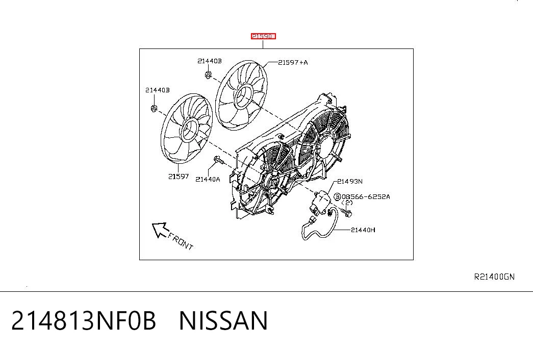 214813NF0B Nissan/Infiniti Дифузор радіатора охолодження, в зборі з мотором і крильчаткою