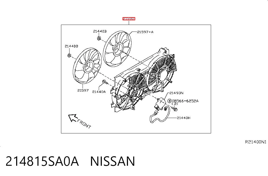 214815SA0A Nissan/Infiniti Дифузор радіатора охолодження, в зборі з мотором і крильчаткою