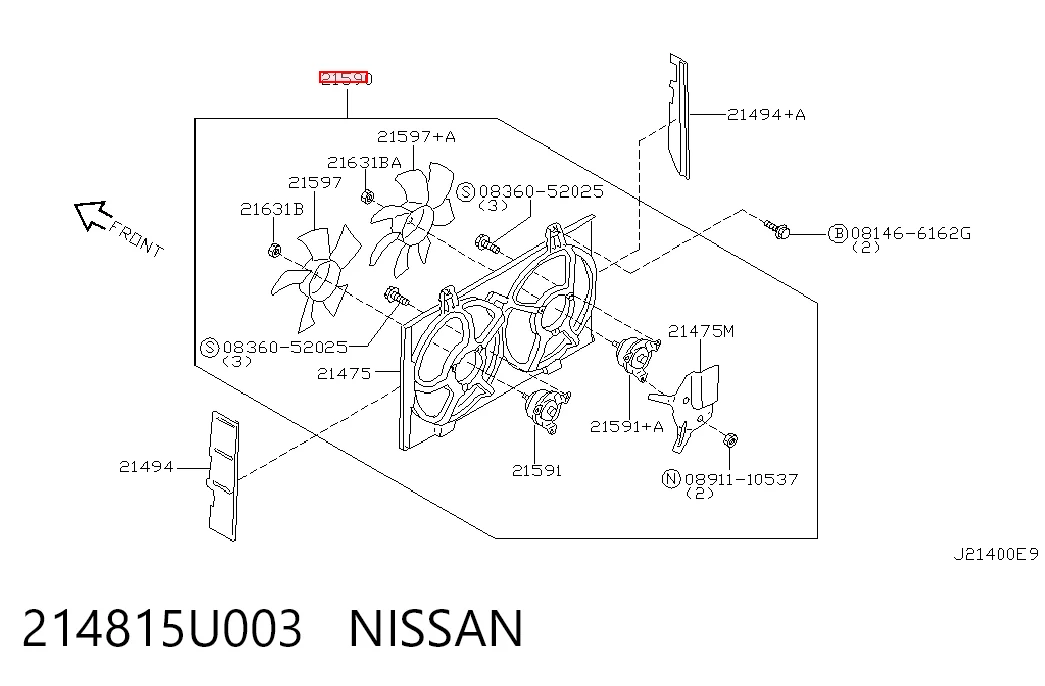 Електровентилятор радіатора на Nissan Maxima  A33