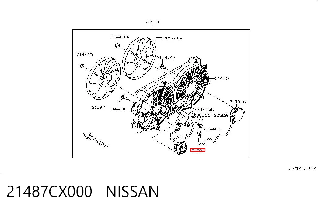 21487CX000 Nissan/Infiniti Мотор вентилятора системи охолодження, лівий