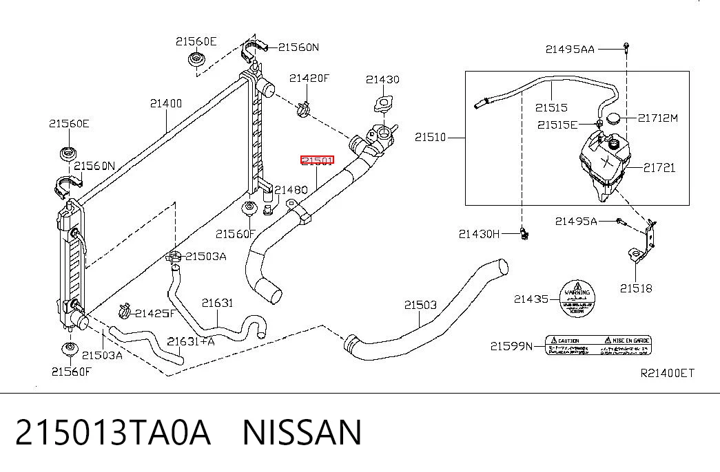 215013TA0A Nissan/Infiniti Патрубок системи охолодження