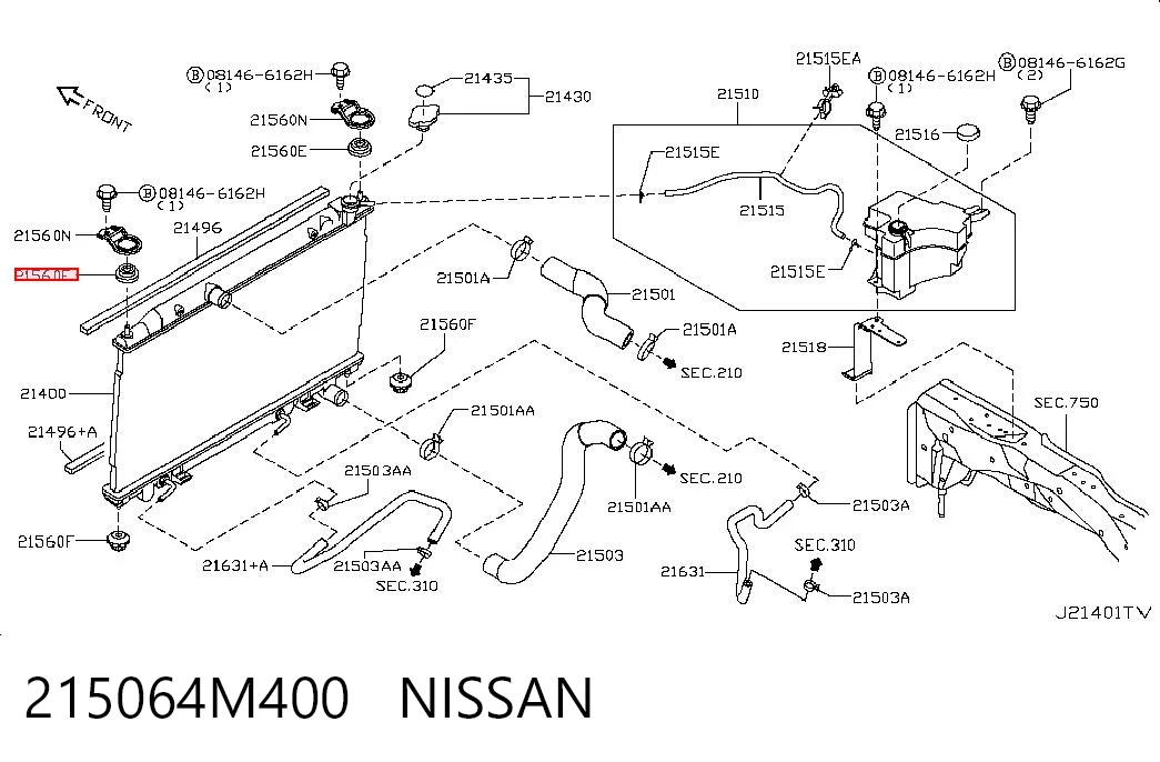 215064M400 Nissan/Infiniti Подушка кріплення радіатора верхня