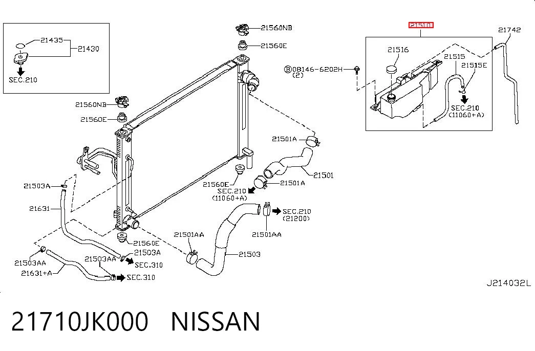 21710JK000 Nissan/Infiniti Розширювальний бачок охолодження