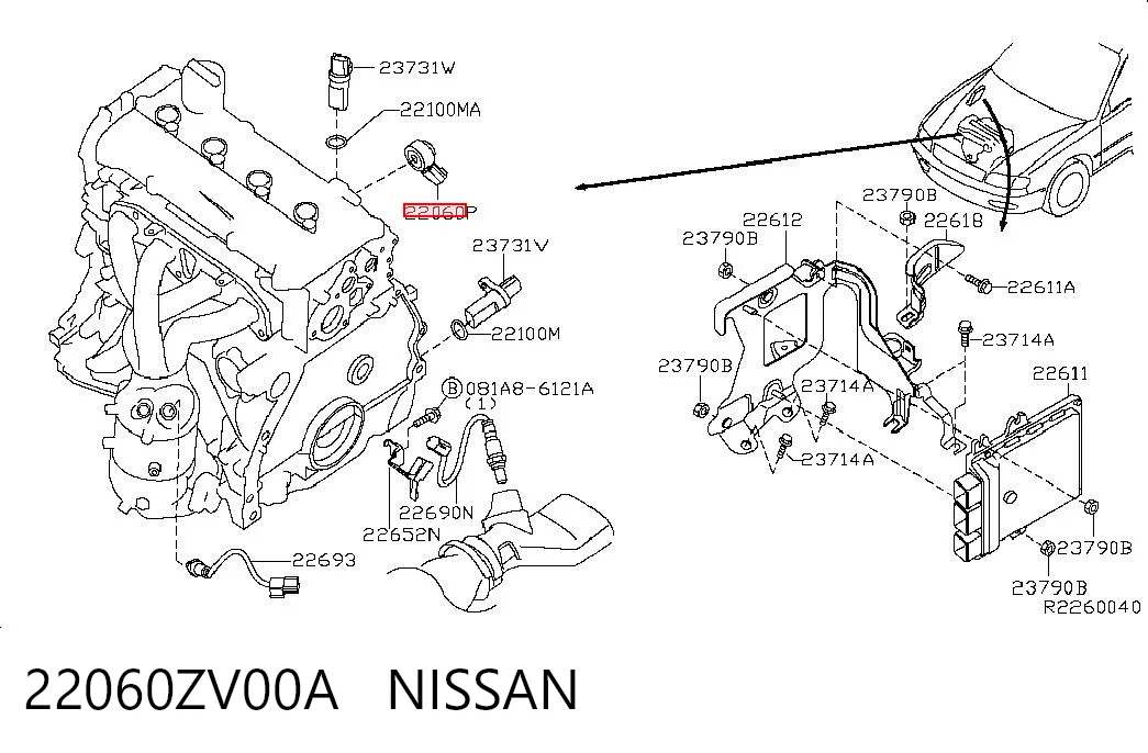 22060ZV00A Nissan/Infiniti Датчик детонації