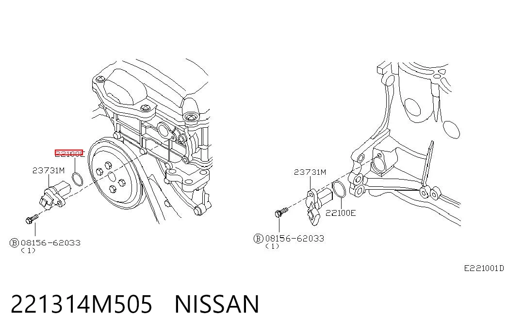 221314M505 Nissan/Infiniti Прокладка датчика положення розподільного валу