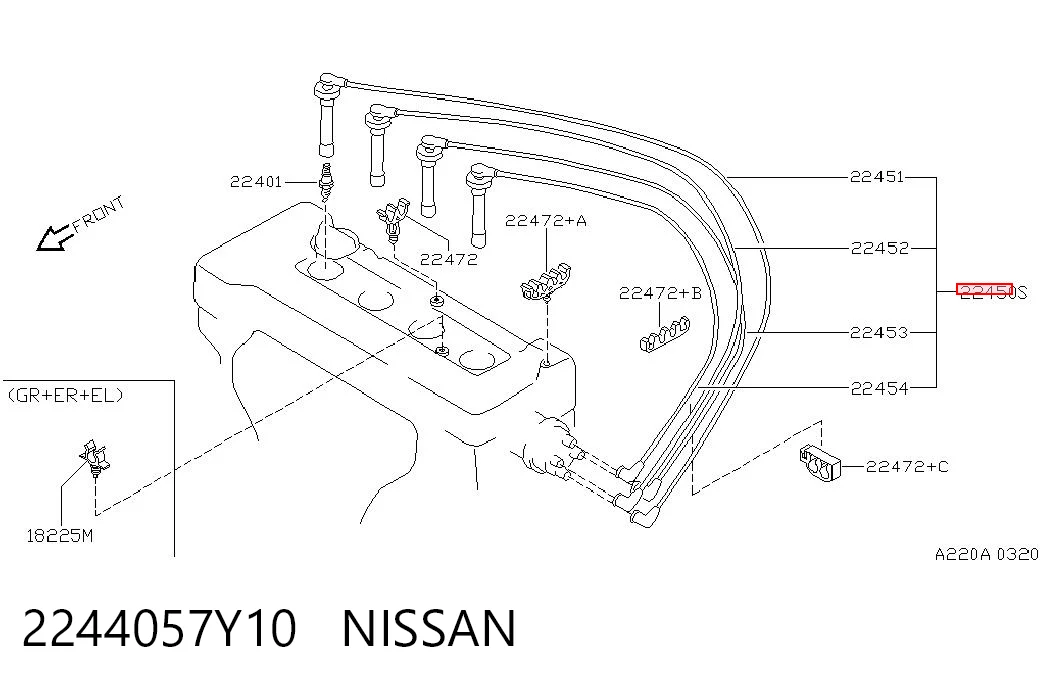  Високовольтні дроти Nissan Primera 