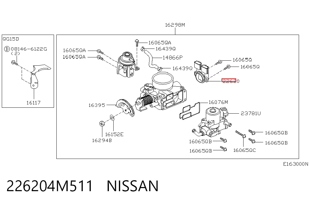 226204M511 Nissan/Infiniti Датчик положення дросельної заслінки (потенціометр)