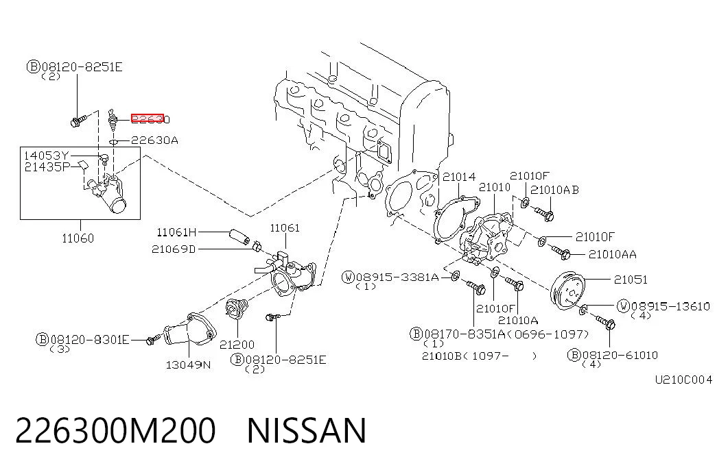 226300M200 Nissan/Infiniti Покажчик температури охолоджуючої рідини