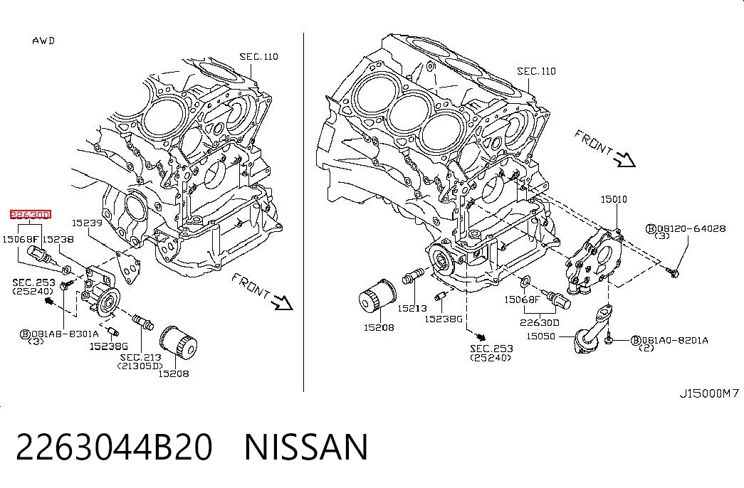 2263044B20 Nissan/Infiniti Покажчик температури охолоджуючої рідини