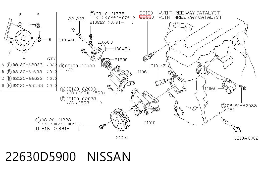 22630D5900 Nissan/Infiniti Покажчик температури охолоджуючої рідини