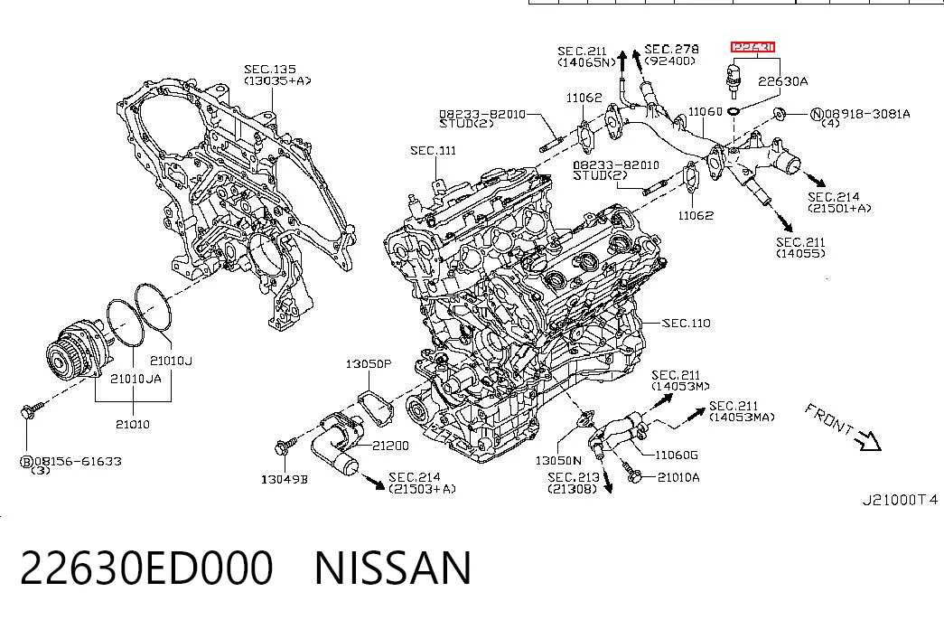22630ED000 Nissan/Infiniti Покажчик температури охолоджуючої рідини