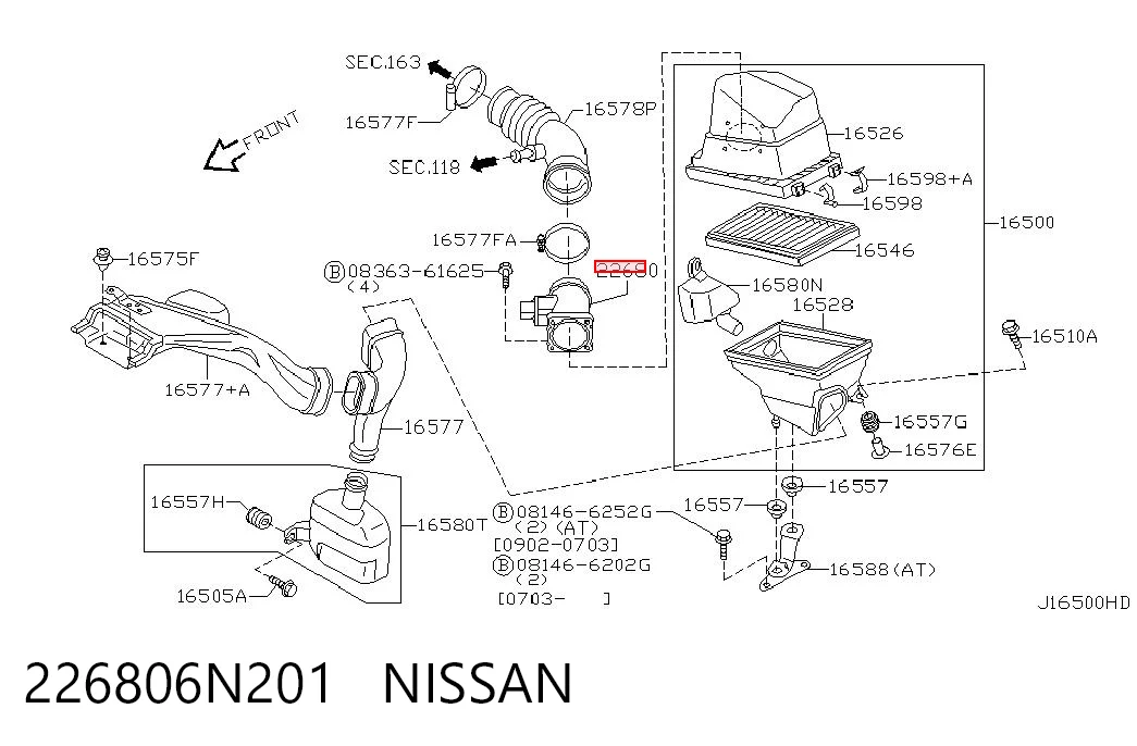 226806N201 Nissan/Infiniti Датчик витрати повітря