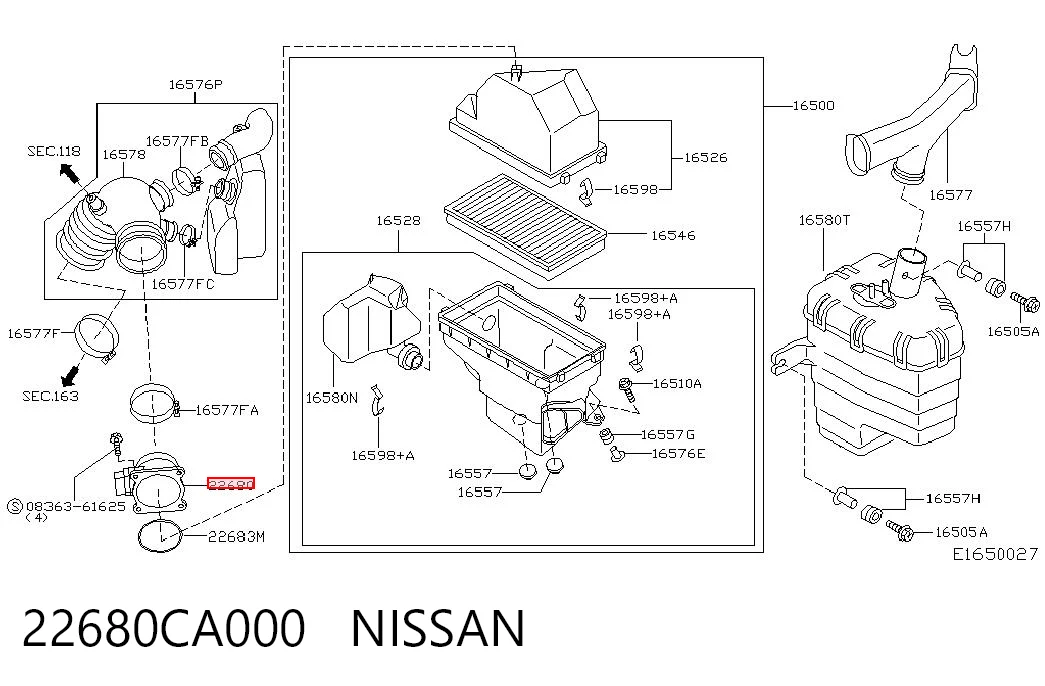 Витратомір повітря Nissan Teana 