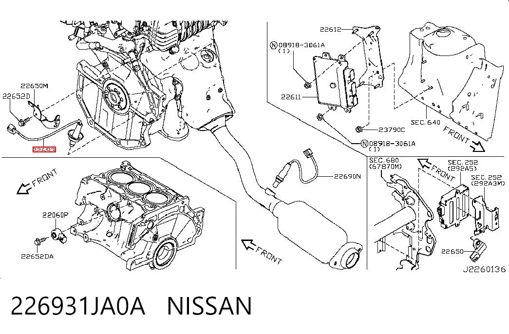 226931JA0A Nissan/Infiniti Лямбдазонд, датчик збіднілої суміші