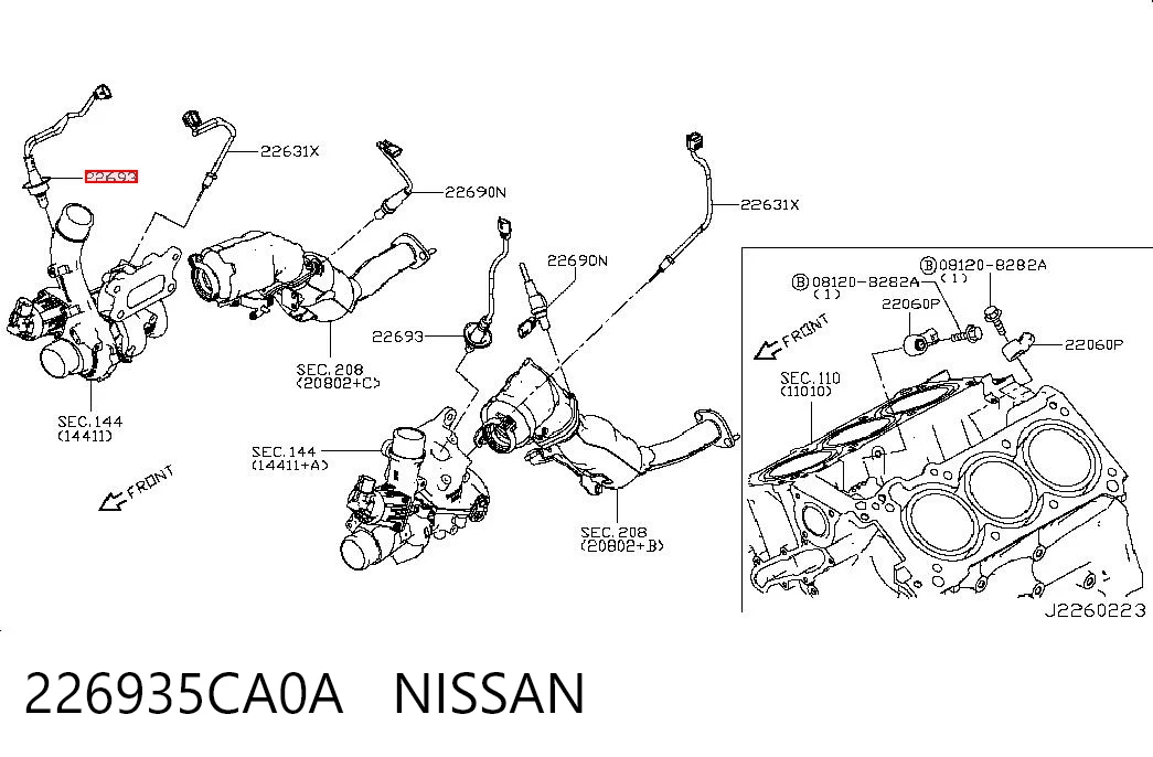 226935CA0A Nissan/Infiniti Датчик кисню