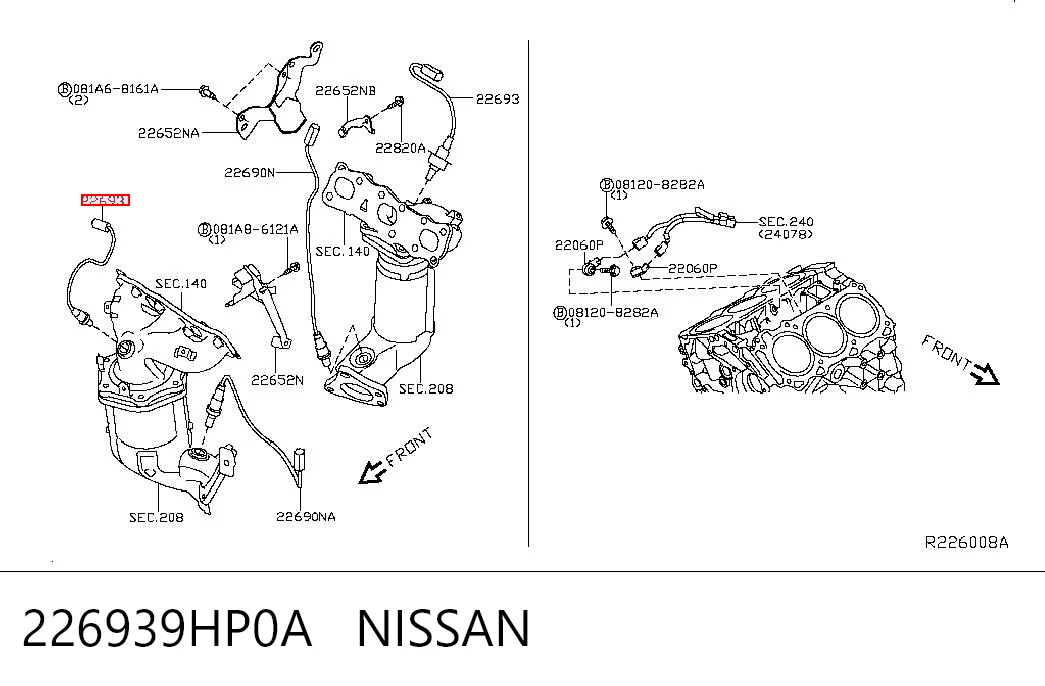 226939HP0A Nissan/Infiniti лямбдазонд, датчик кисню до