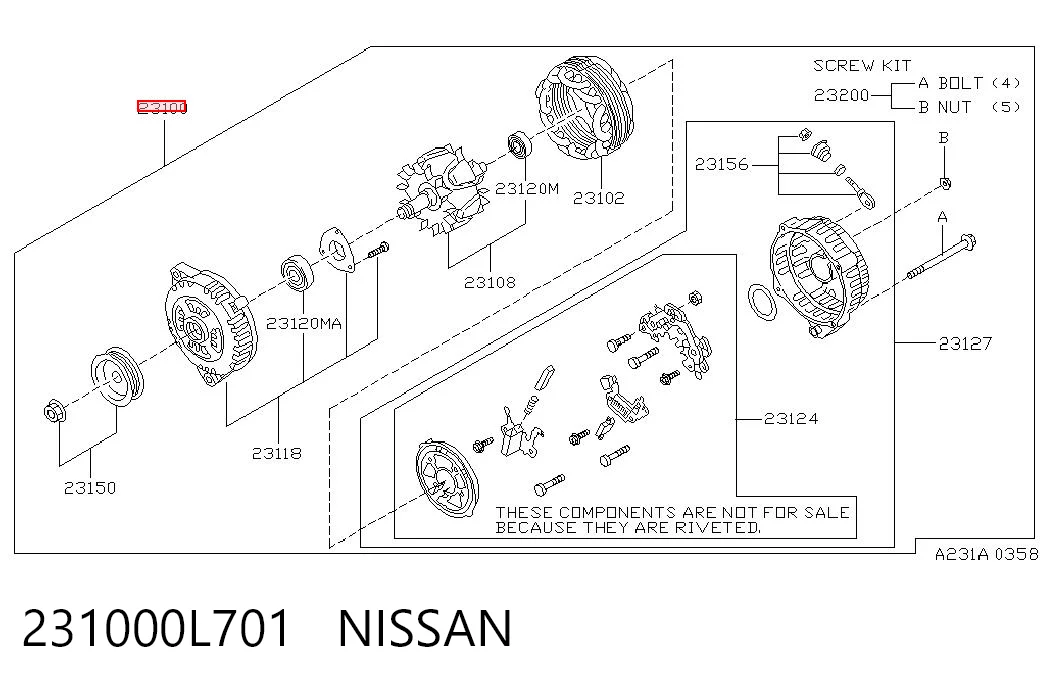 231000L701 Nissan/Infiniti Авто генератор