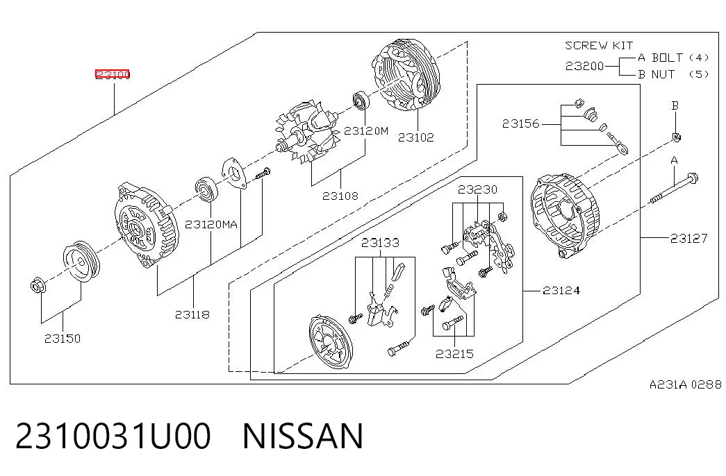 2310031U00 Nissan/Infiniti Авто генератор