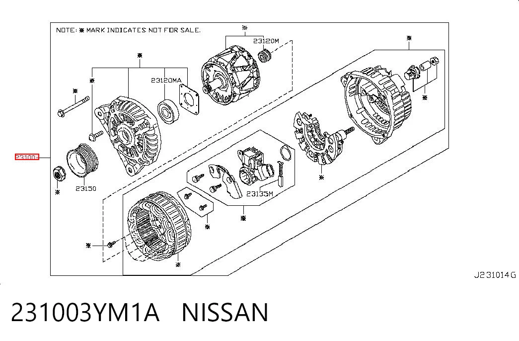 231003YM1A Nissan/Infiniti Авто генератор