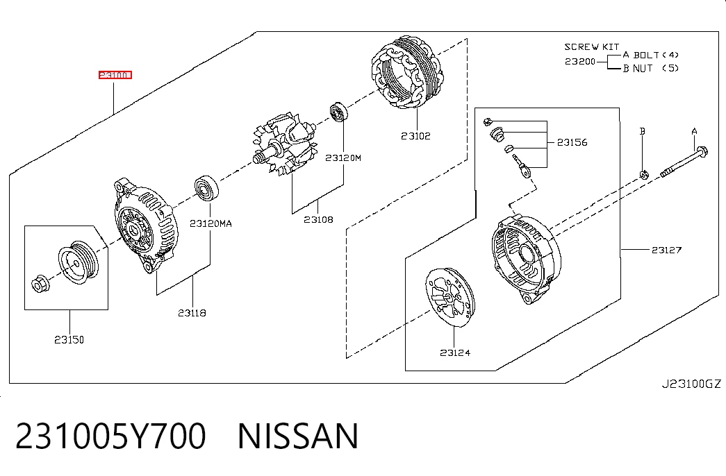 231005Y700 Nissan/Infiniti Авто генератор