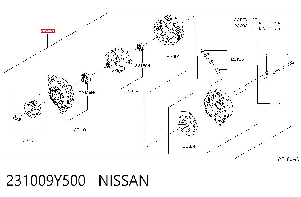 231009Y500 Nissan/Infiniti Авто генератор