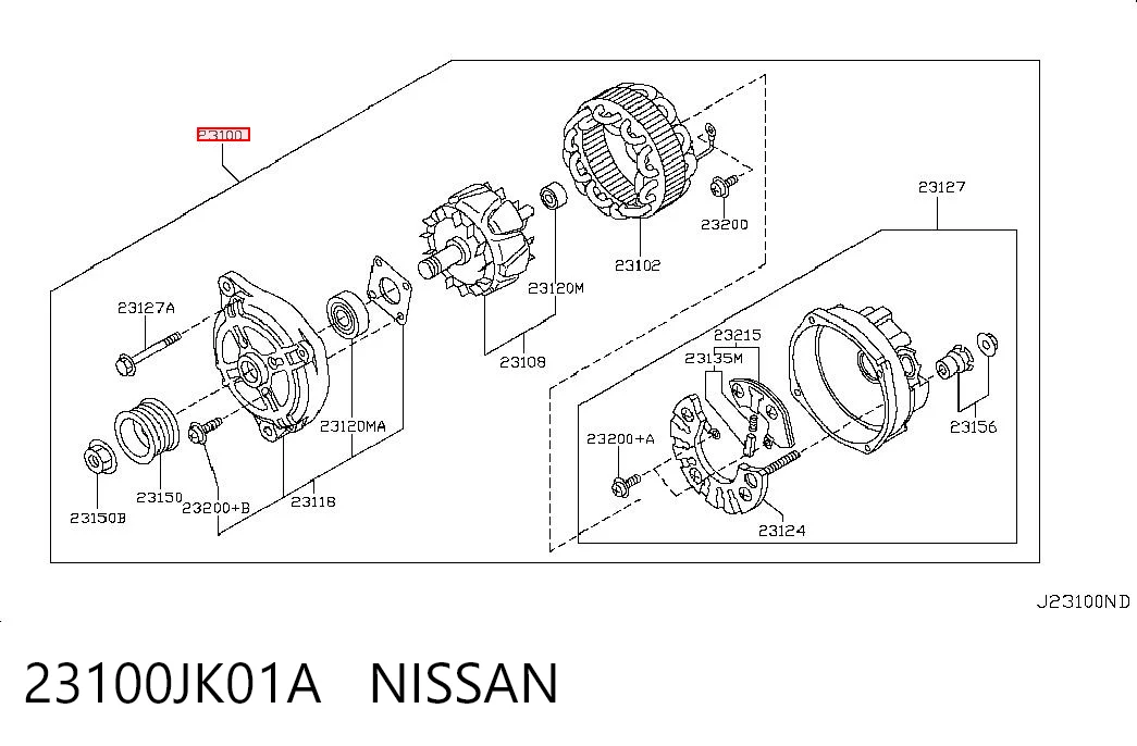 23100JK01A Nissan/Infiniti Авто генератор