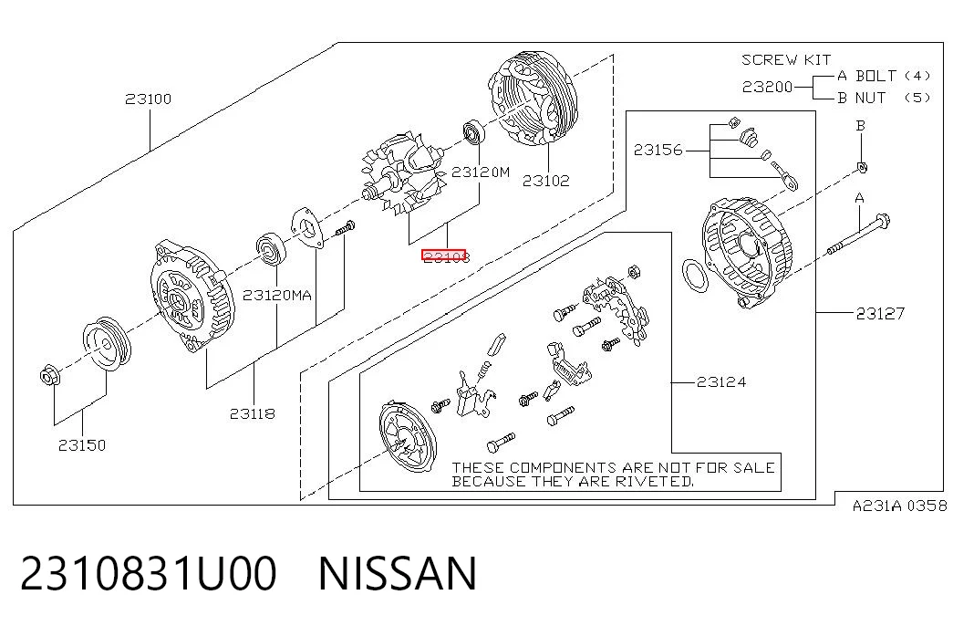 2310831U00 Nissan/Infiniti Якір (ротор) генератора