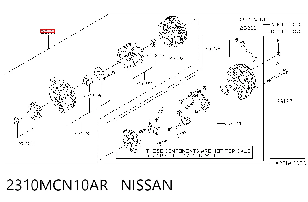 2310MCN10AR Nissan/Infiniti Авто генератор
