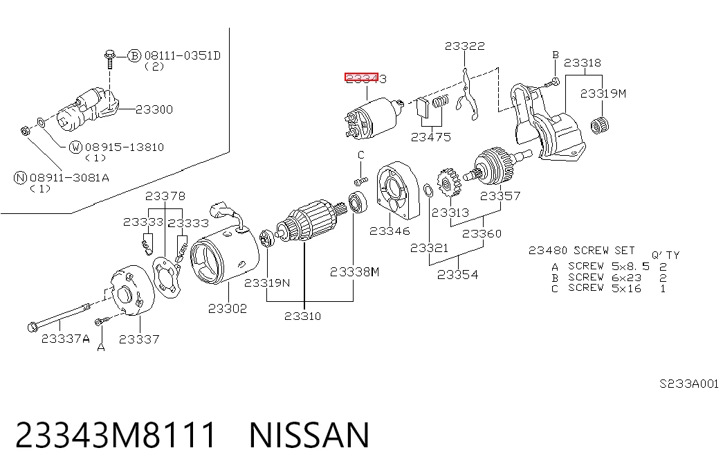Тягове реле стартера на Nissan Serena  C23