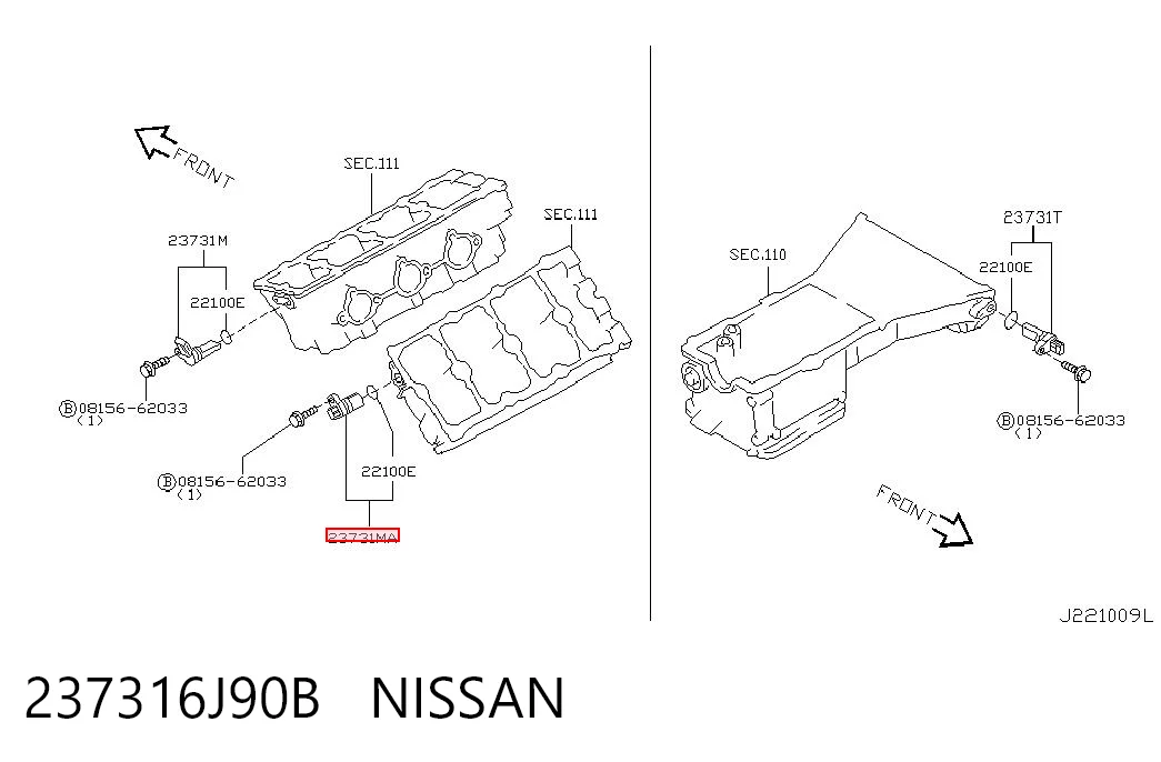 237316J90B Nissan/Infiniti Датчик розподільного вала