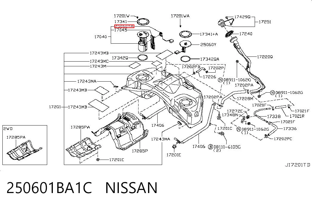 250601BA1C Nissan/Infiniti Датчик бензобака