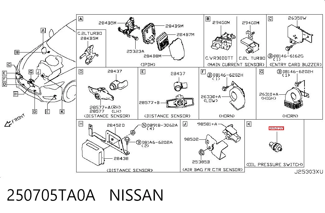 250705TA0A Nissan/Infiniti Датчик показника тиску масла