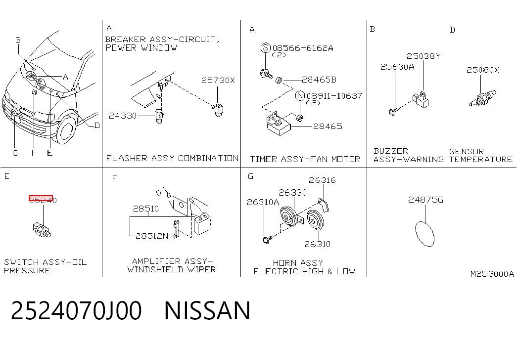 2524070J00 Nissan/Infiniti Датчик показника тиску масла