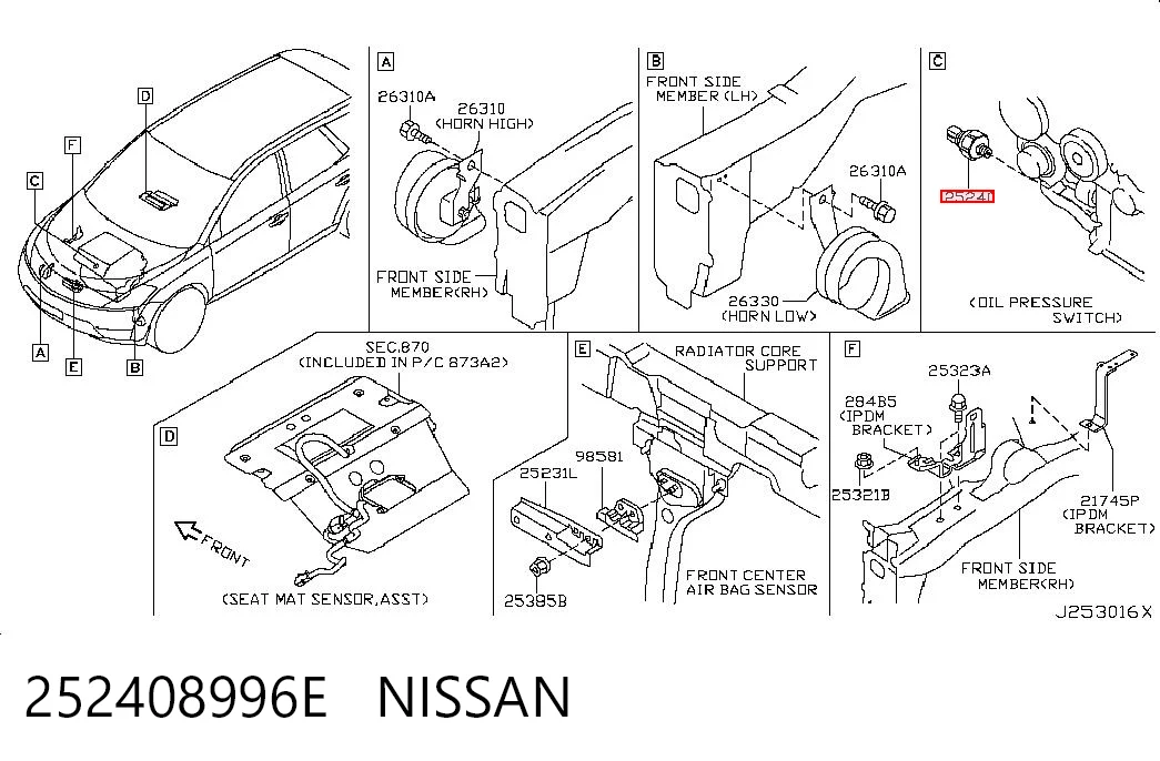 252408996E Nissan/Infiniti Датчик показника тиску масла