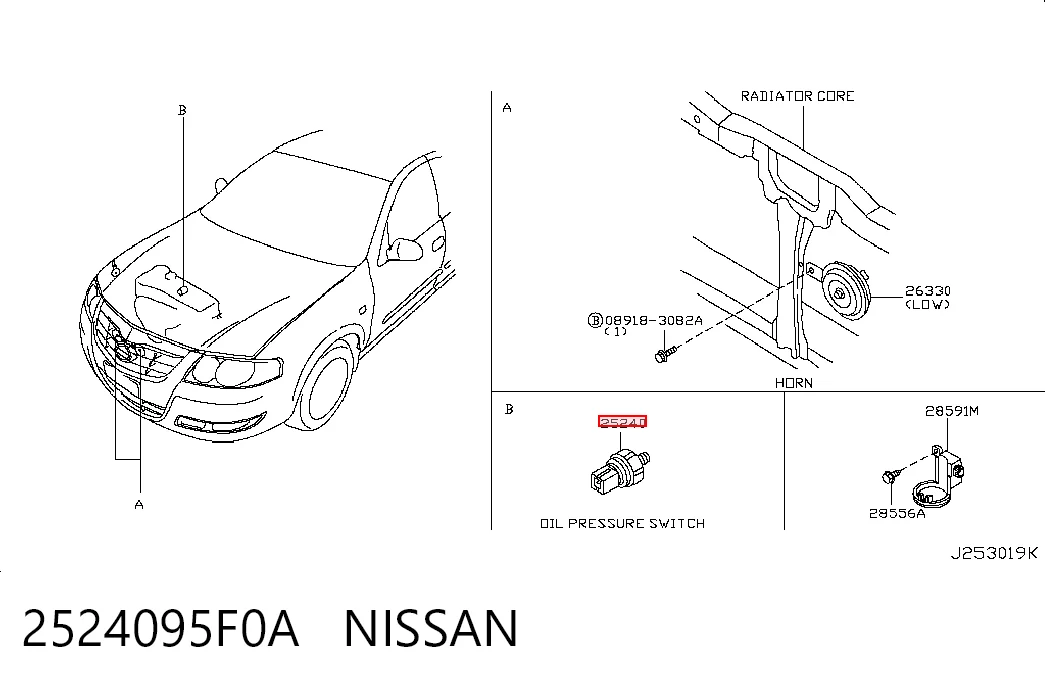 2524095F0A Nissan/Infiniti Датчик показника тиску масла