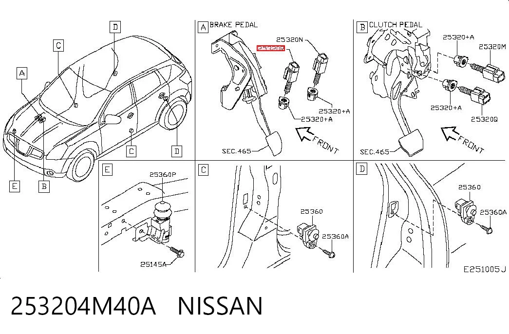 253204M40A Nissan/Infiniti Лягушка стоп-сигналу