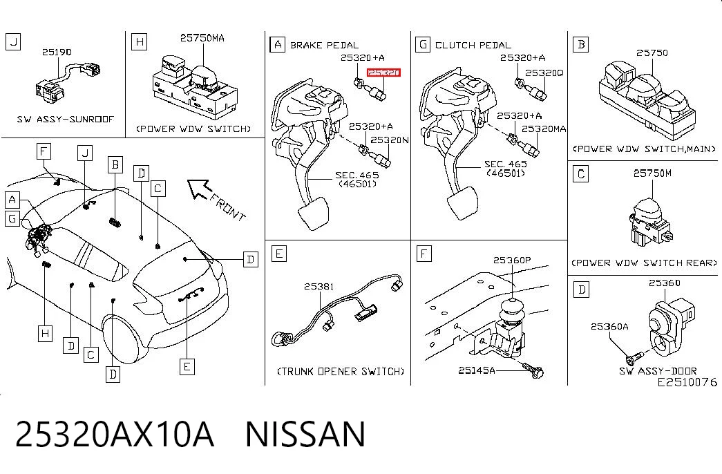 25320AX10A Nissan/Infiniti Лягушка стоп-сигналу