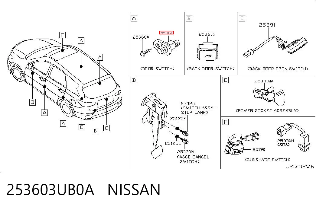 253603UB0A Nissan/Infiniti Кінцевий вимикач