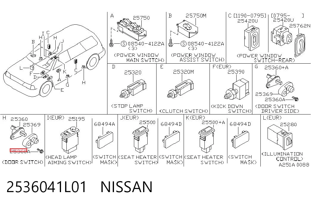 2536041L01 Nissan/Infiniti Кінцевий вимикач
