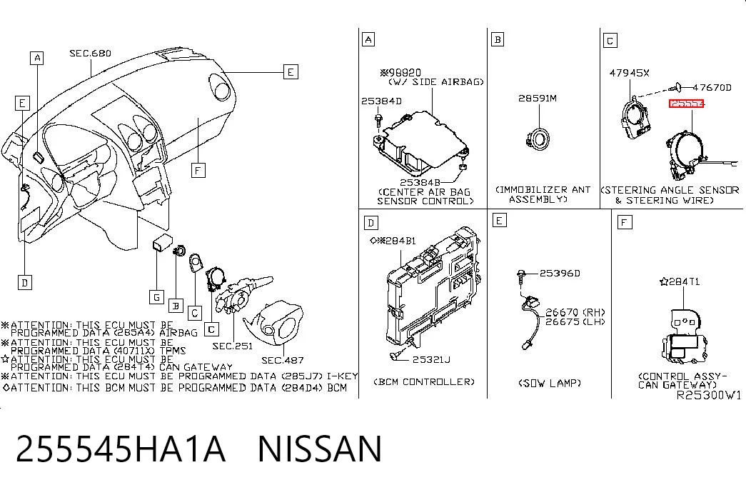 Шлейф Airbag на Nissan Rogue  T32U
