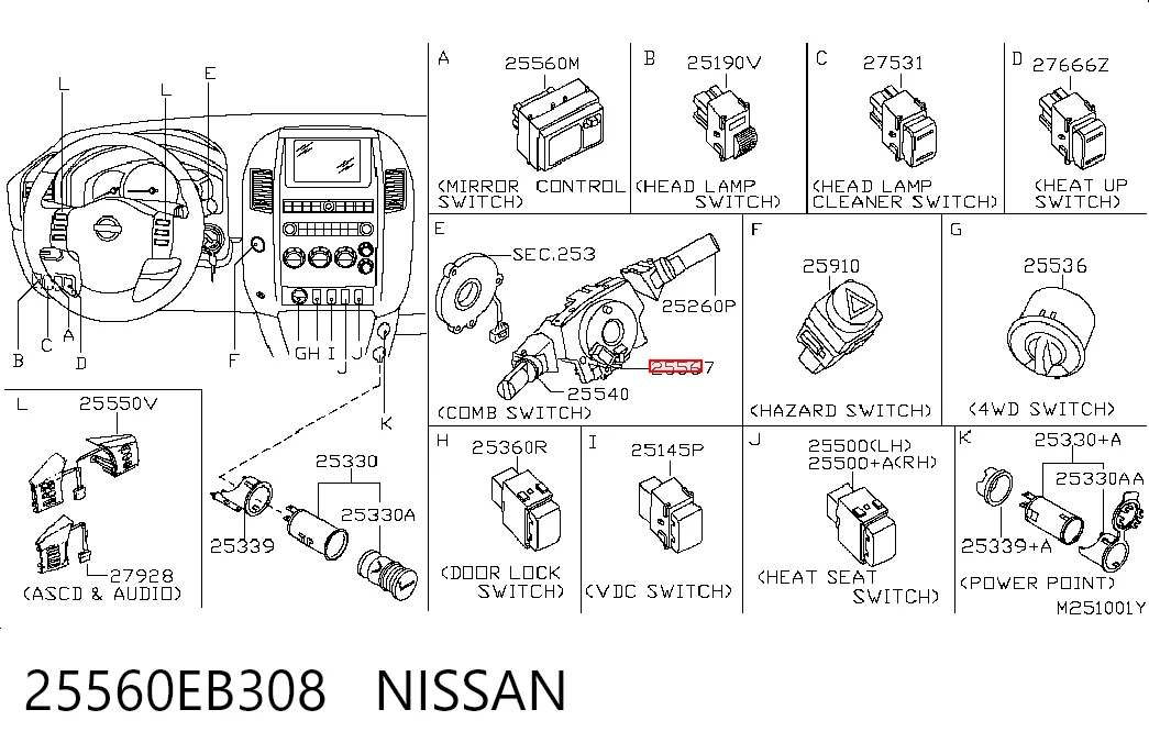 Перемикач підрульовий, центральна частина Niles NSL0372 ціна, від 15.06 USD