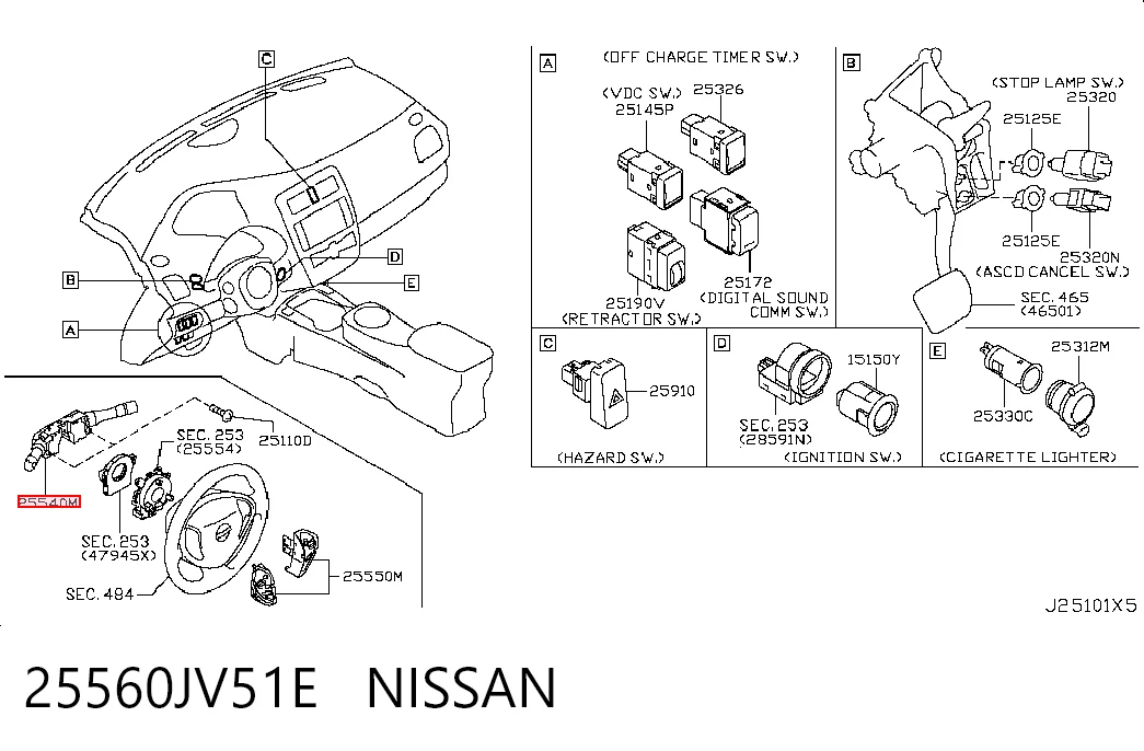 Перемикач підрульовий на Nissan LEAF I ZE0