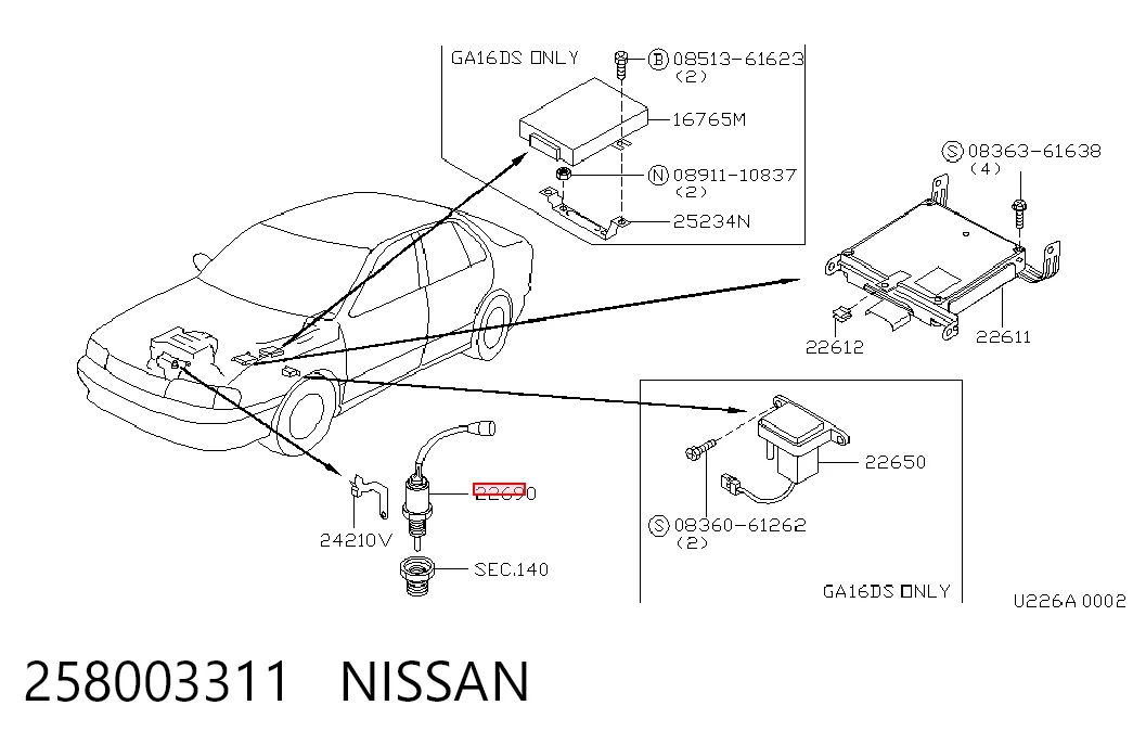 Лямбда датчик кисню Nissan Primera седан (P10) (1990 - 1996) ціна, від 25.51 USD