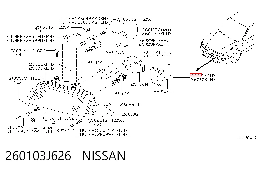  Фара права Nissan Primera 