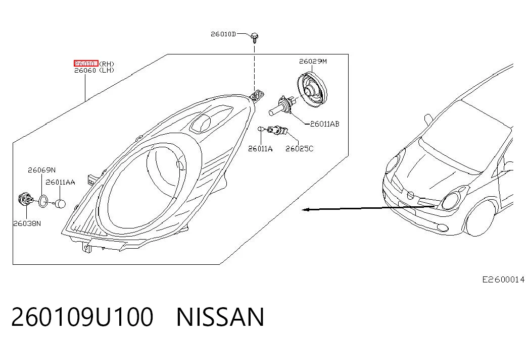Фара передня права Nissan Note 