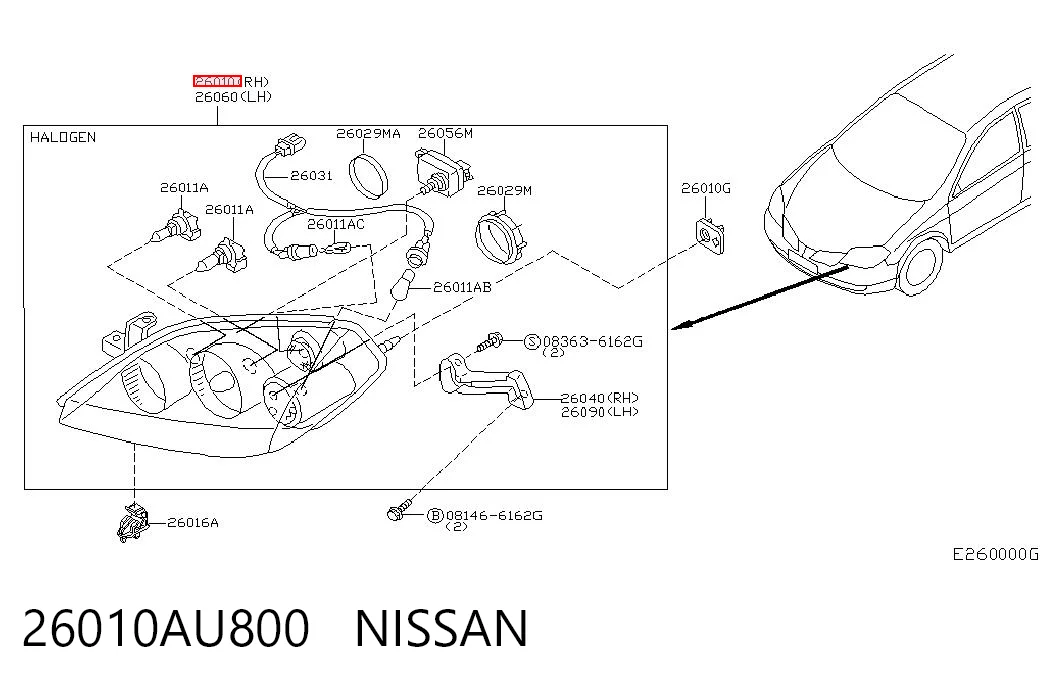 Купити Фара права Nissan Primera  P12