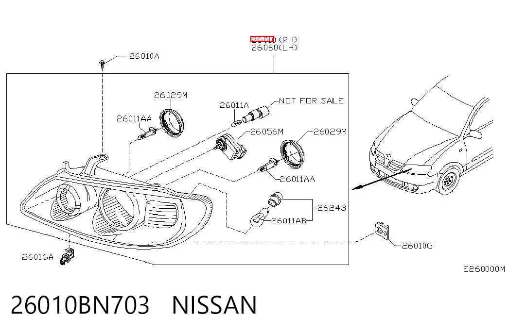 Фара передня права Nissan Almera II