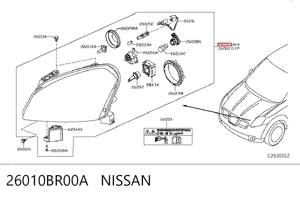 Фара правая Nissan Qashqai I позашляховик (J10) (2006 - 2013) ціна, від 169.23 USD